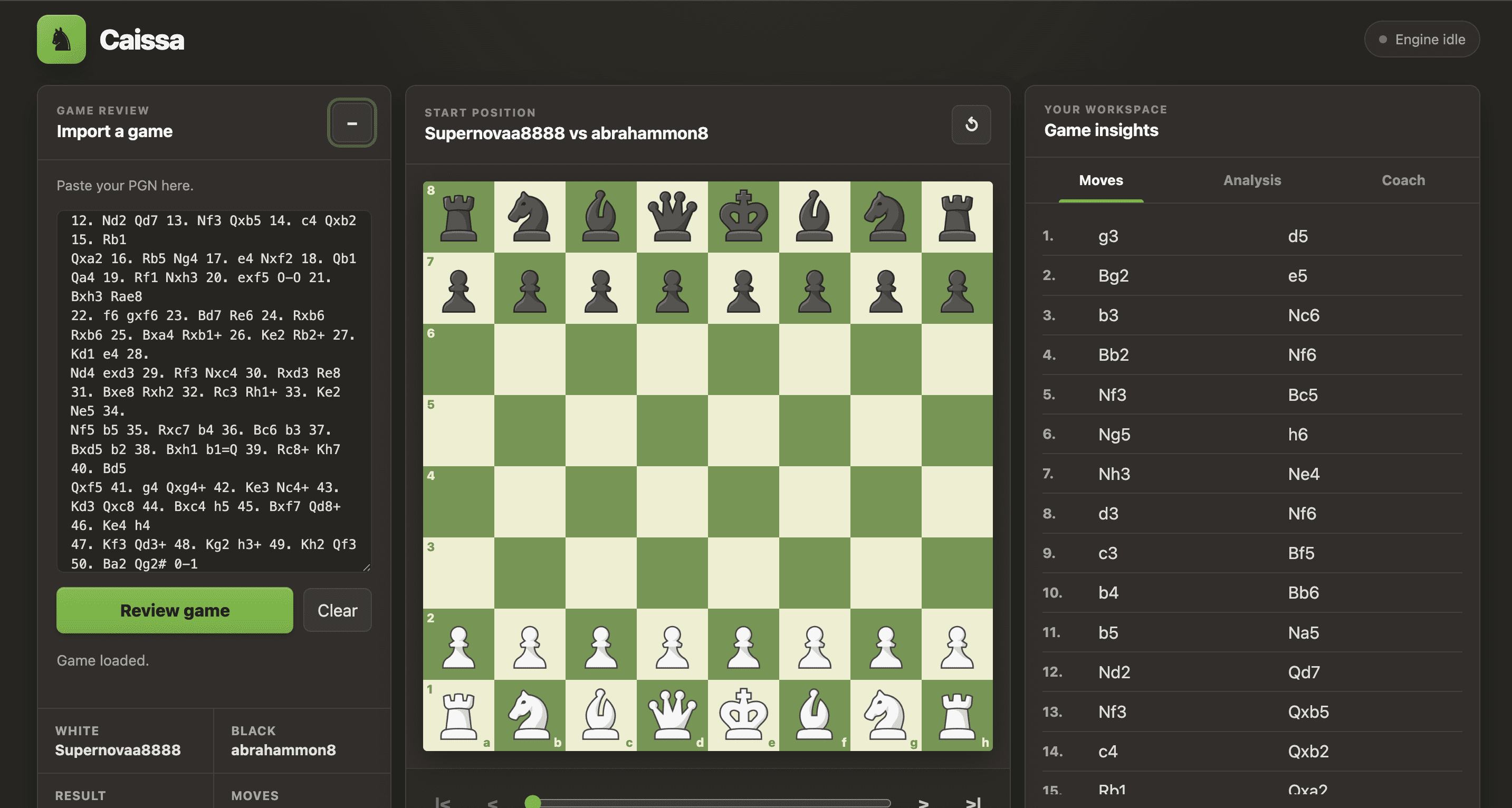Caissa chess analysis board